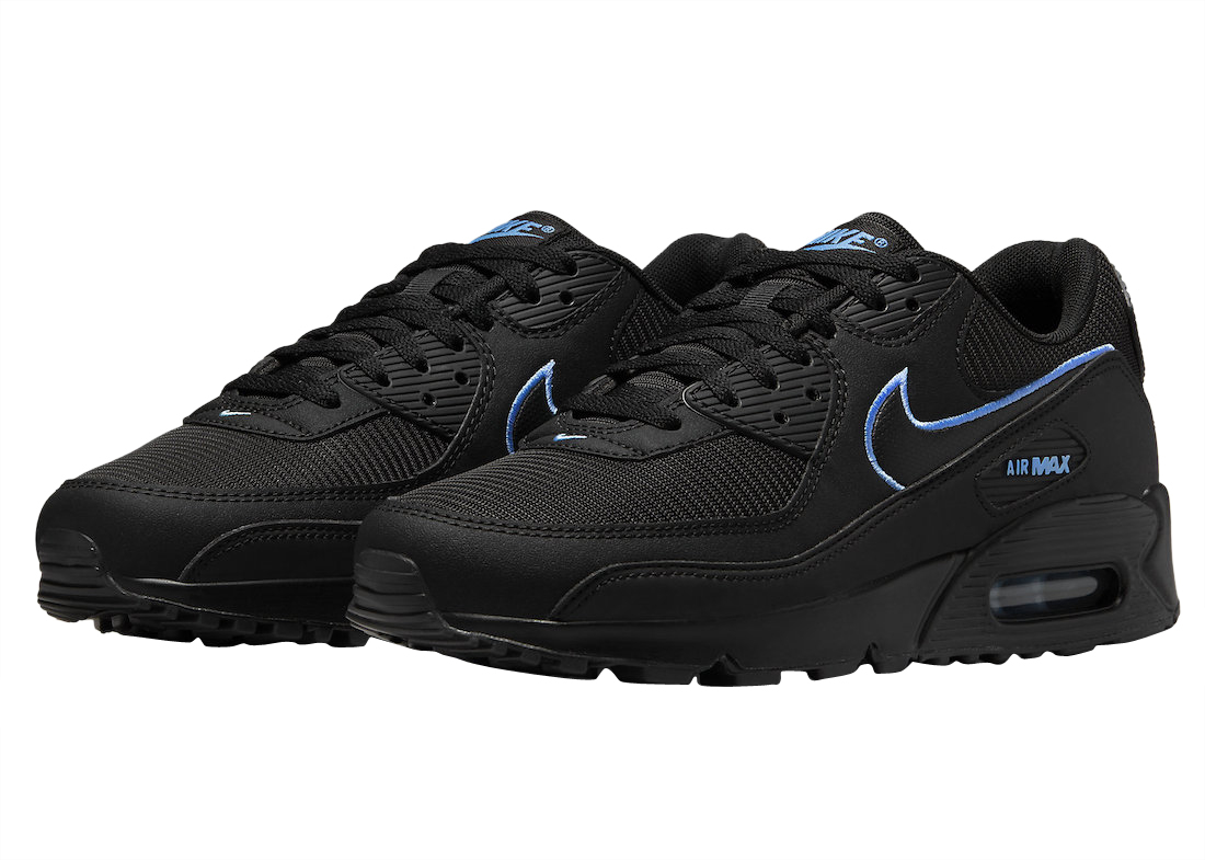 Buty Nike Air Max 90 FJ4218-001 Czarne z Niebieską wstawką - obrazek 2
