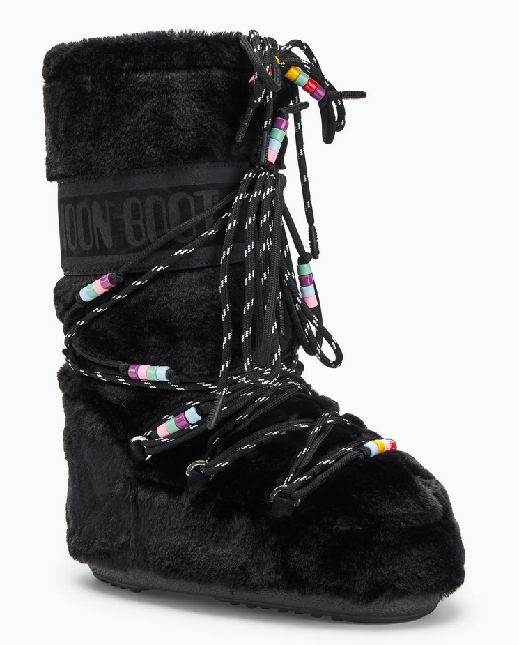 Buty zimowe Moon Boot Faux Fur Beads black 80D1408990N001