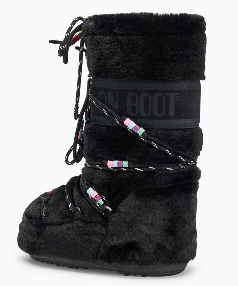 Buty zimowe Moon Boot Faux Fur Beads black 80D1408990N001 - obrazek 3