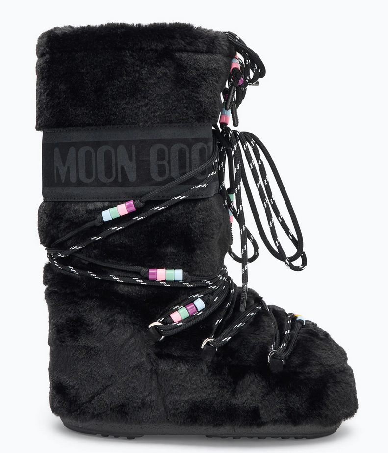 Buty zimowe Moon Boot Faux Fur Beads black 80D1408990N001 - obrazek 2